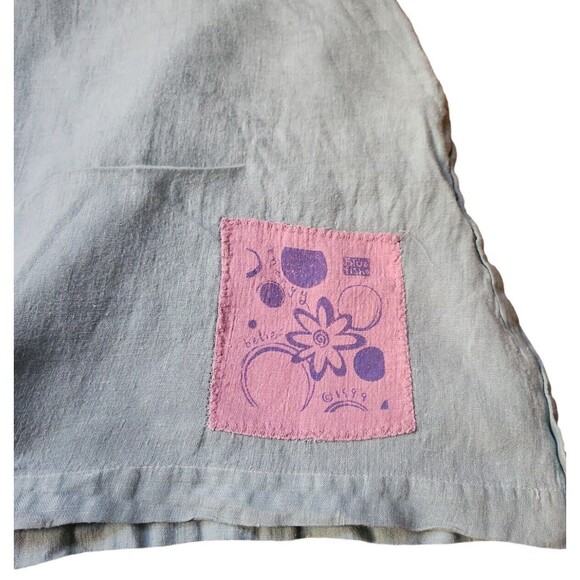 Blue Fish Button Down Shirt Lagenlook Linen Boho Size 4X Vintage 90s Light Blue - Picture 10 of 10